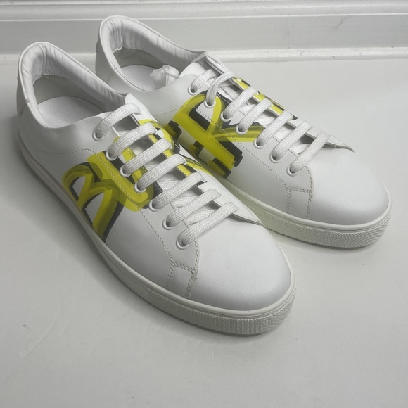 Burberry White Yellow Graffiti Logo Sneakers Italy Size 43 ITLE0SH074CAS - Picture 4 of 13